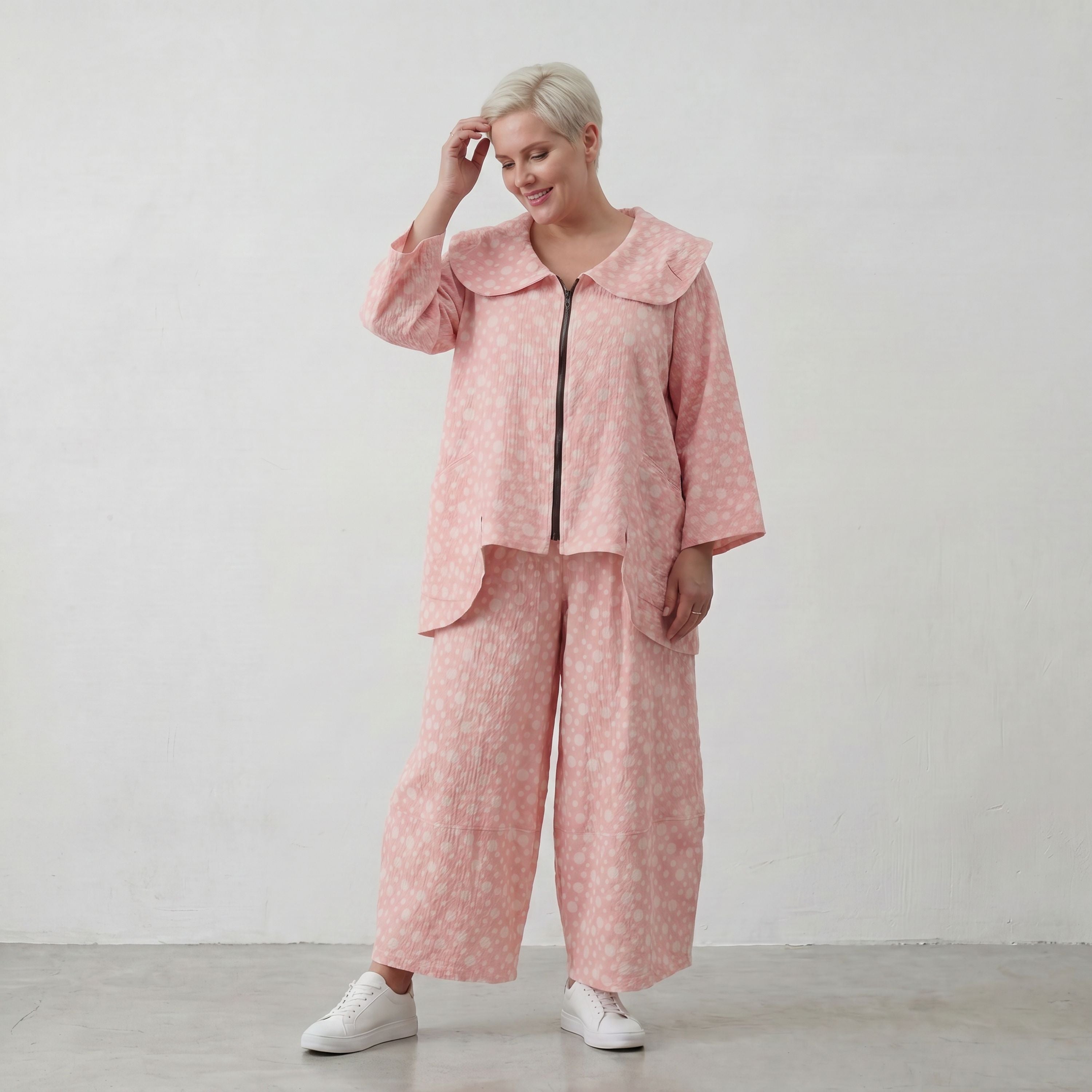 Leichte Oversize Baumwolljacke in Rosa Ecru im Lagenlook luftig zeitlos feminin soft sehr
