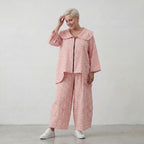Zeitlose Oversize Marlenehose in Rosa/Ecru aus Baumwolle sehr luftig leger Lagenlook Stil