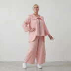 Zeitlose Oversize Marlenehose in Rosa/Ecru aus Baumwolle sehr luftig leger Lagenlook Stil