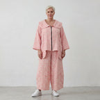Zeitlose Oversize Marlenehose in Rosa/Ecru aus Baumwolle sehr luftig leger Lagenlook Stil