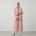Zeitlose Oversize Marlenehose in Rosa/Ecru aus Baumwolle sehr luftig leger Lagenlook Stil