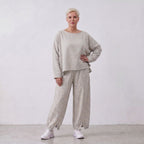 Fliessende BaumwollMousseline Ballonhose Lagenlook Hellblau Ecru leger zeitlos ausgefallen