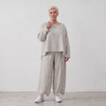Fliessende BaumwollMousseline Ballonhose Lagenlook Hellblau Ecru leger zeitlos ausgefallen