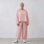 Zeitlose Oversize Ballonhose aus Baumwolle in Rosa Ecru luftig leger Lagenlook fliessend