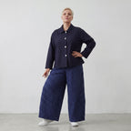 Zeitlose Marlenehose im Lagenlook Dunkelblau/Weiß weich fliessend leger Oversize Chic