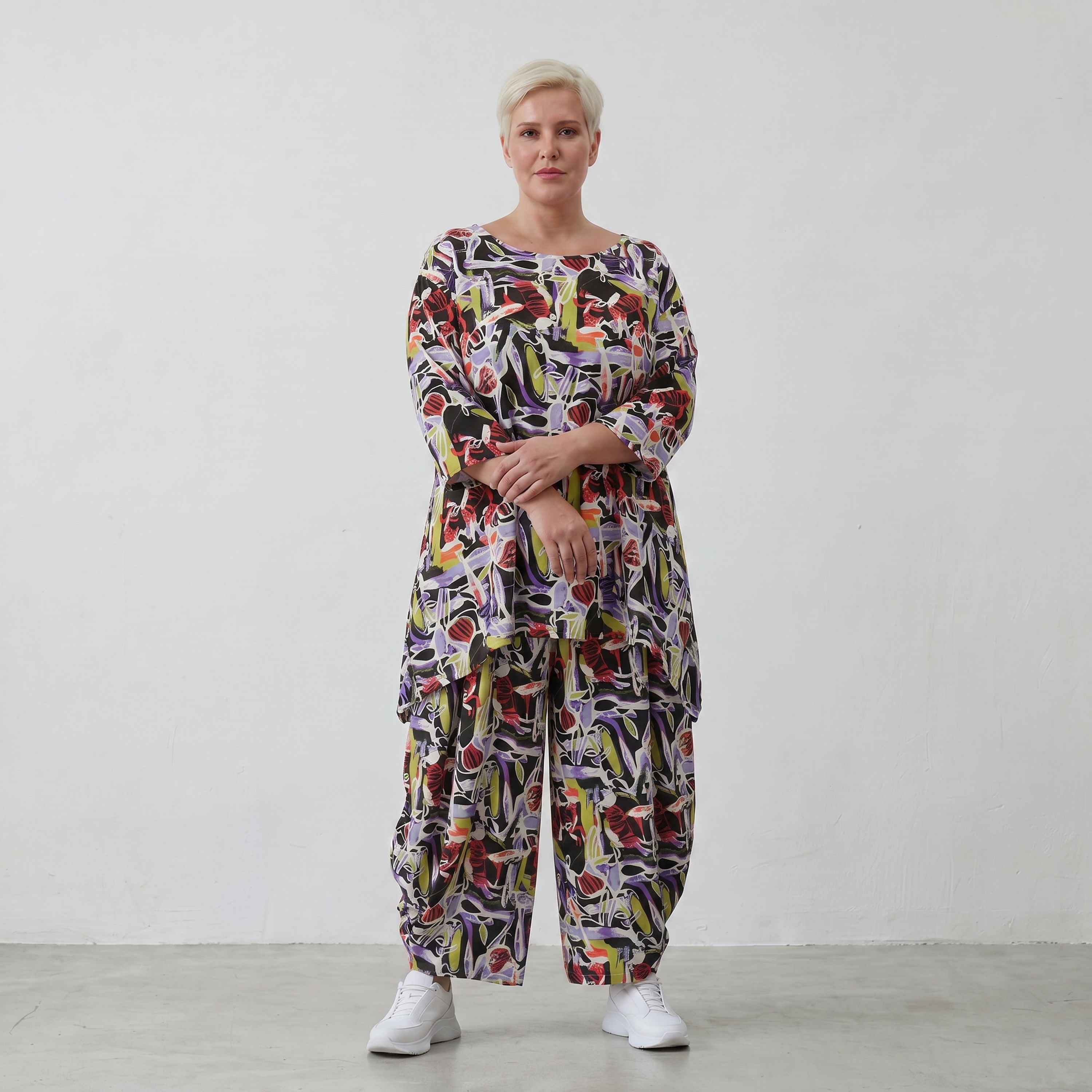 Fliessendes Viskoseshirt im Lagenlook Oversize leger in Schwarz Oliv Lila zeitlos modern