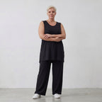Ärmelloses Top mit Rundhalsausschnitt aus weichem Stretchjersey in klassischem Schwarzton