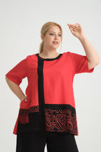  A-Form Shirt von Zedd Plus aus Viskose, 24290, Rot, Schick, Modern, Bequem