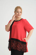  A-Form Shirt von Zedd Plus aus Viskose, 24290, Rot, Schick, Modern, Bequem