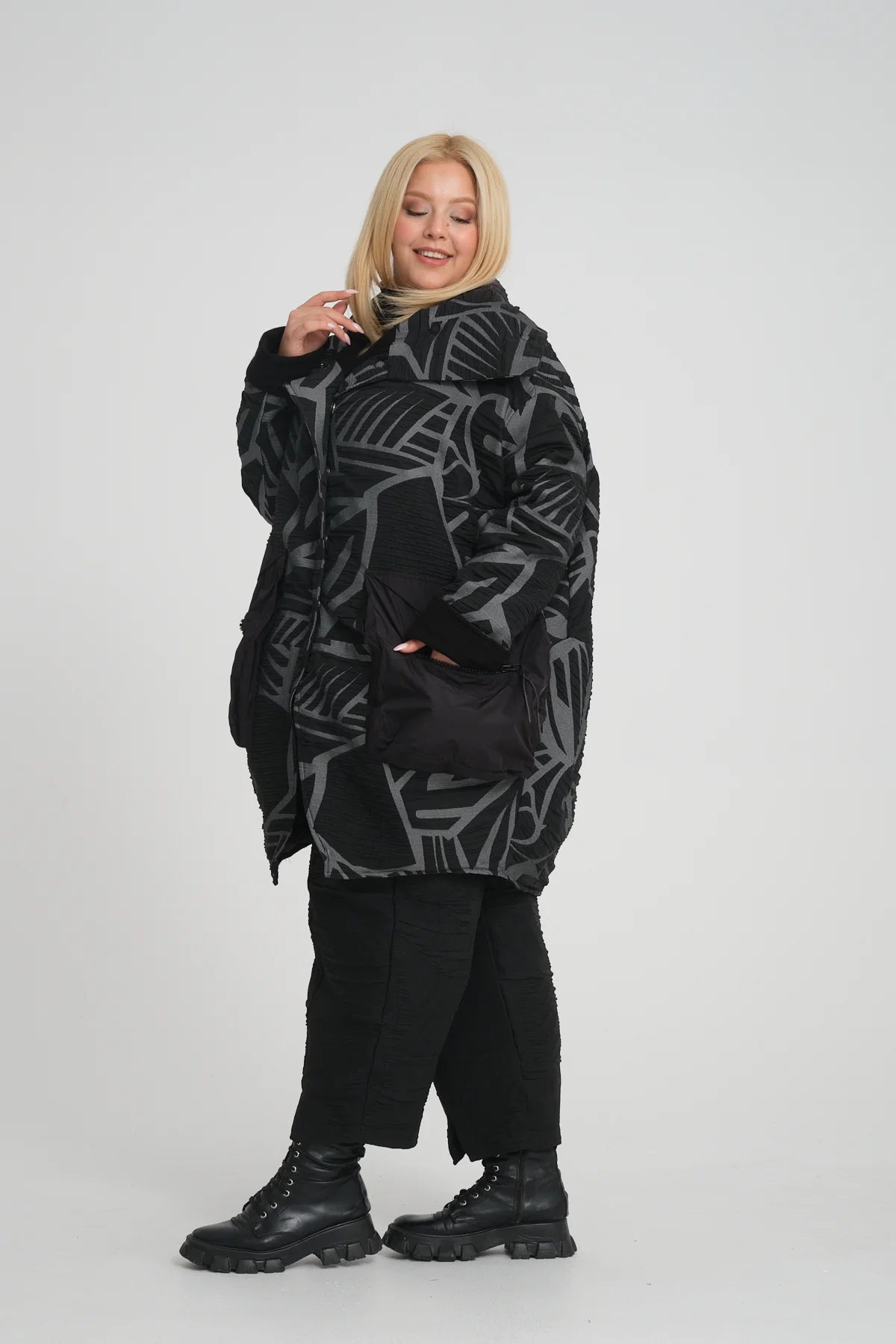 Ballonmantel von Zedd Plus aus Polyamid, ausgefallene, zeitlose Lagenlook Mode
