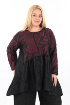  A-Form Tunika von Zedd Plus aus Polyamid, 24620, Rot, Schick, Modern, Bequem