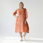  Ballonkleid von AKH Fashion aus Viskose, 1249.06698, Koralle-Orange, Batik, Schick