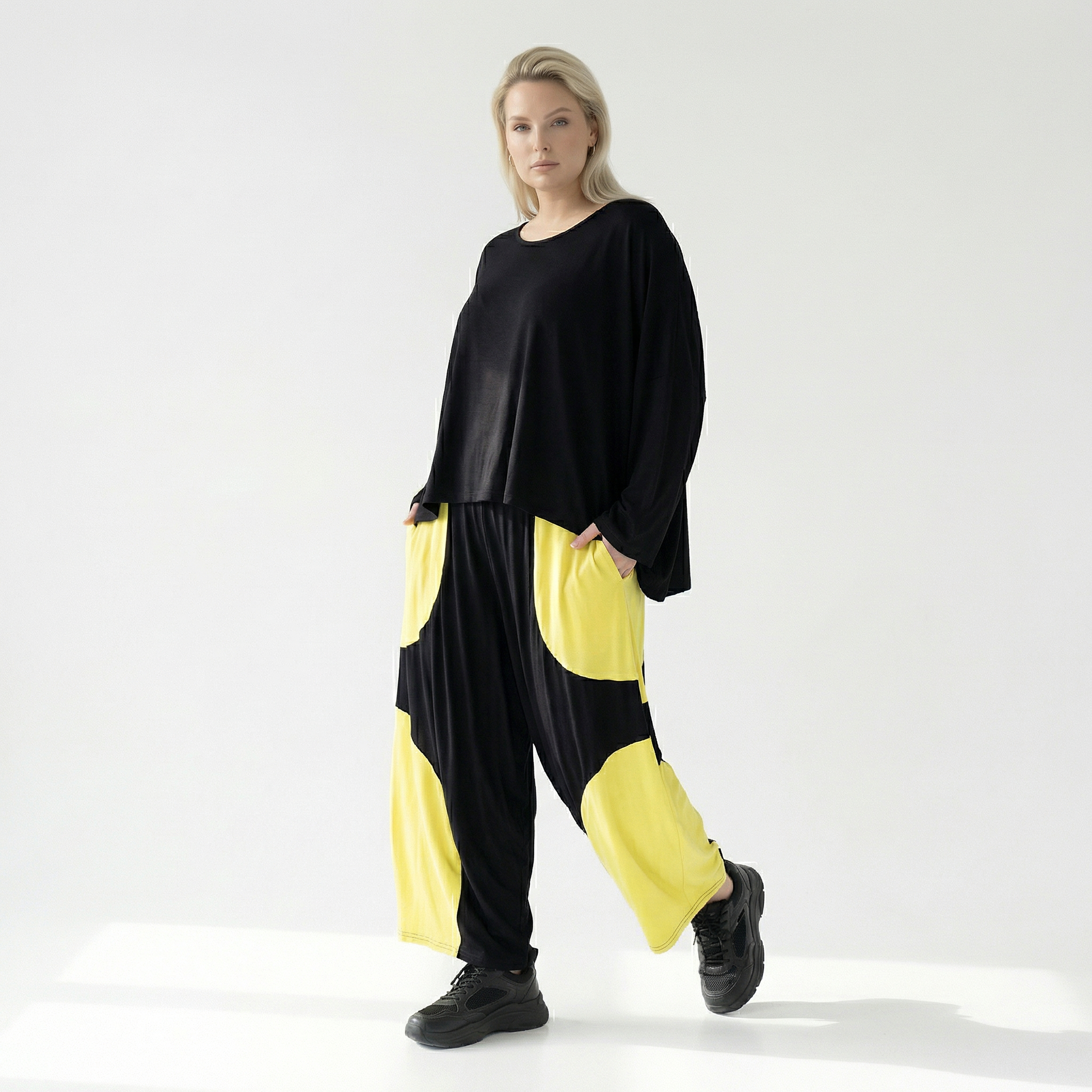  Ballonhose von AKH Fashion aus Viskose, 1416.06914, Schwarz/Gelb, Schick, Modern, Bequem