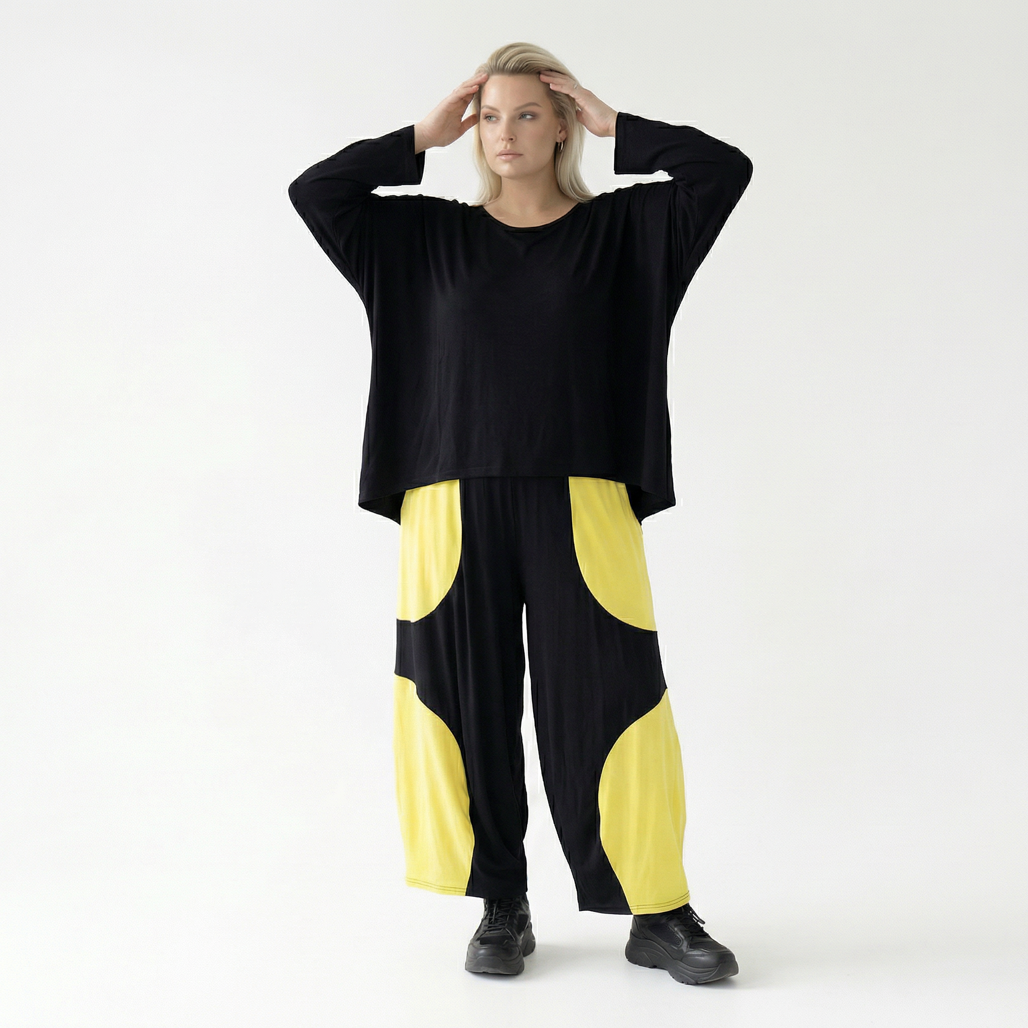  Ballonhose von AKH Fashion aus Viskose, 1416.06914, Schwarz/Gelb, Schick, Modern, Bequem