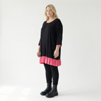  A-Form Shirt von AKH Fashion aus Viskose, 1416.06916, Schwarz/Fuchsia, Schick, Modern