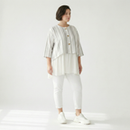 Oversize Damen Jacke, AKH Fashion, Baumwolle, gerundeter Form, Lagenlook Mode, große Größen - SEELENlook