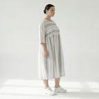 Ballonkleid von AKH Fashion aus Baumwolle, 1420.06698, Weiß/Kiwi, Blockstreifen, Schick