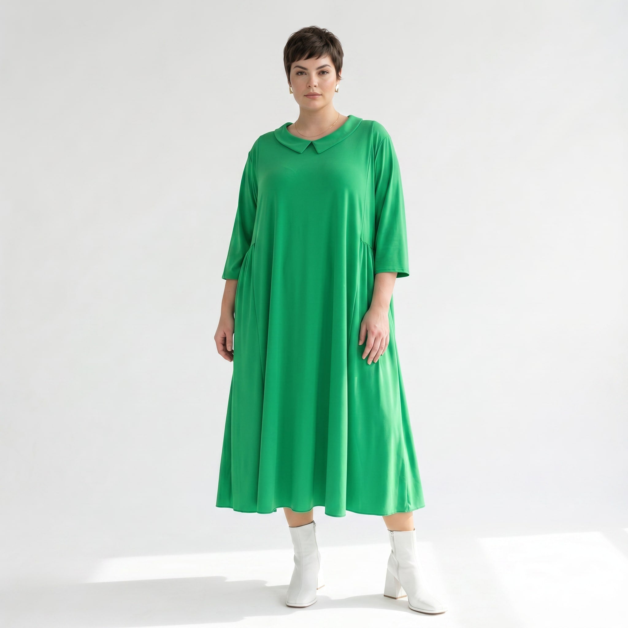 Ausgefallenes Ballonkleid im lässigen Lagenlook Oversize mit weich fließendem Stretchkomfort, Grün