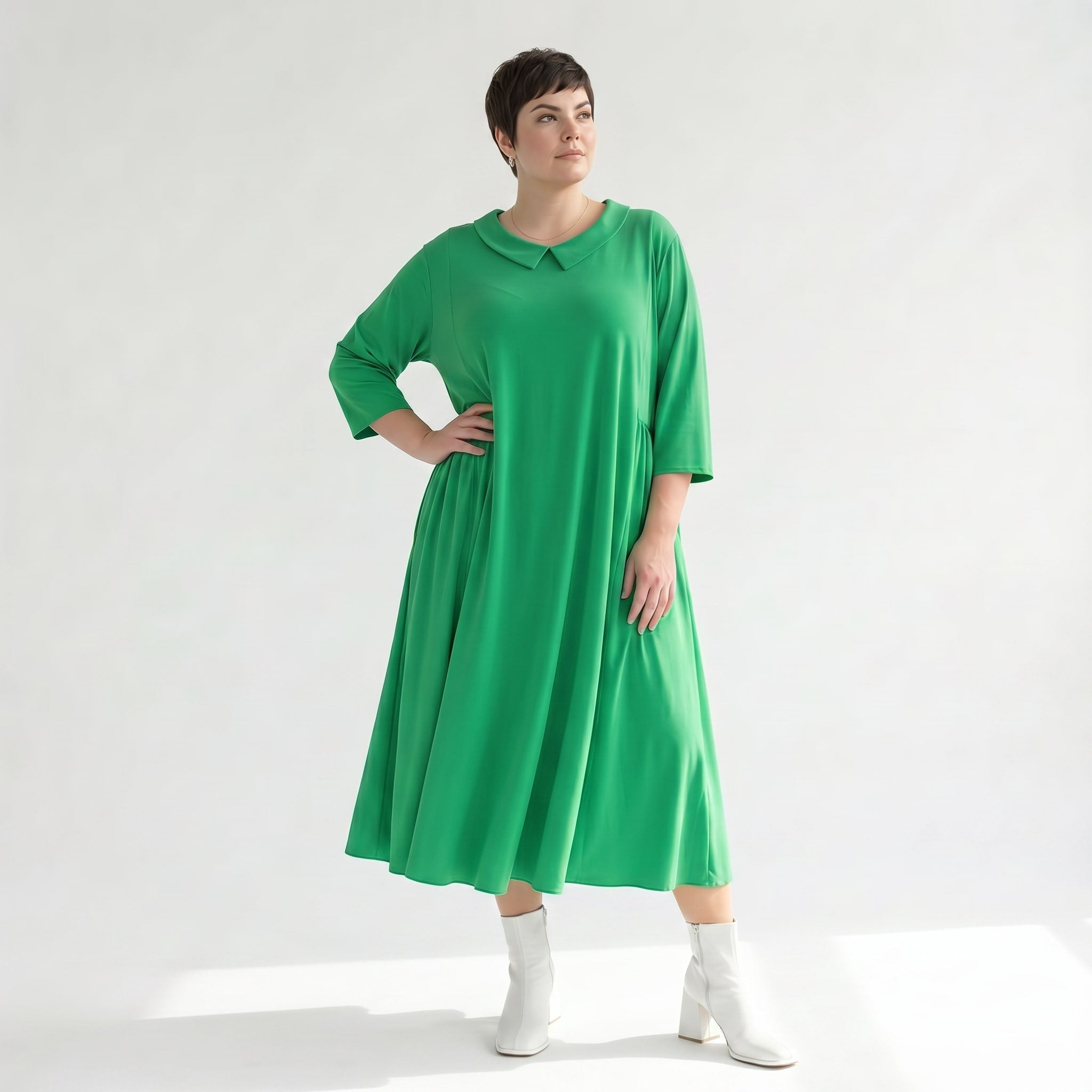 Ausgefallenes Ballonkleid im lässigen Lagenlook Oversize mit weich fließendem Stretchkomfort, Grün