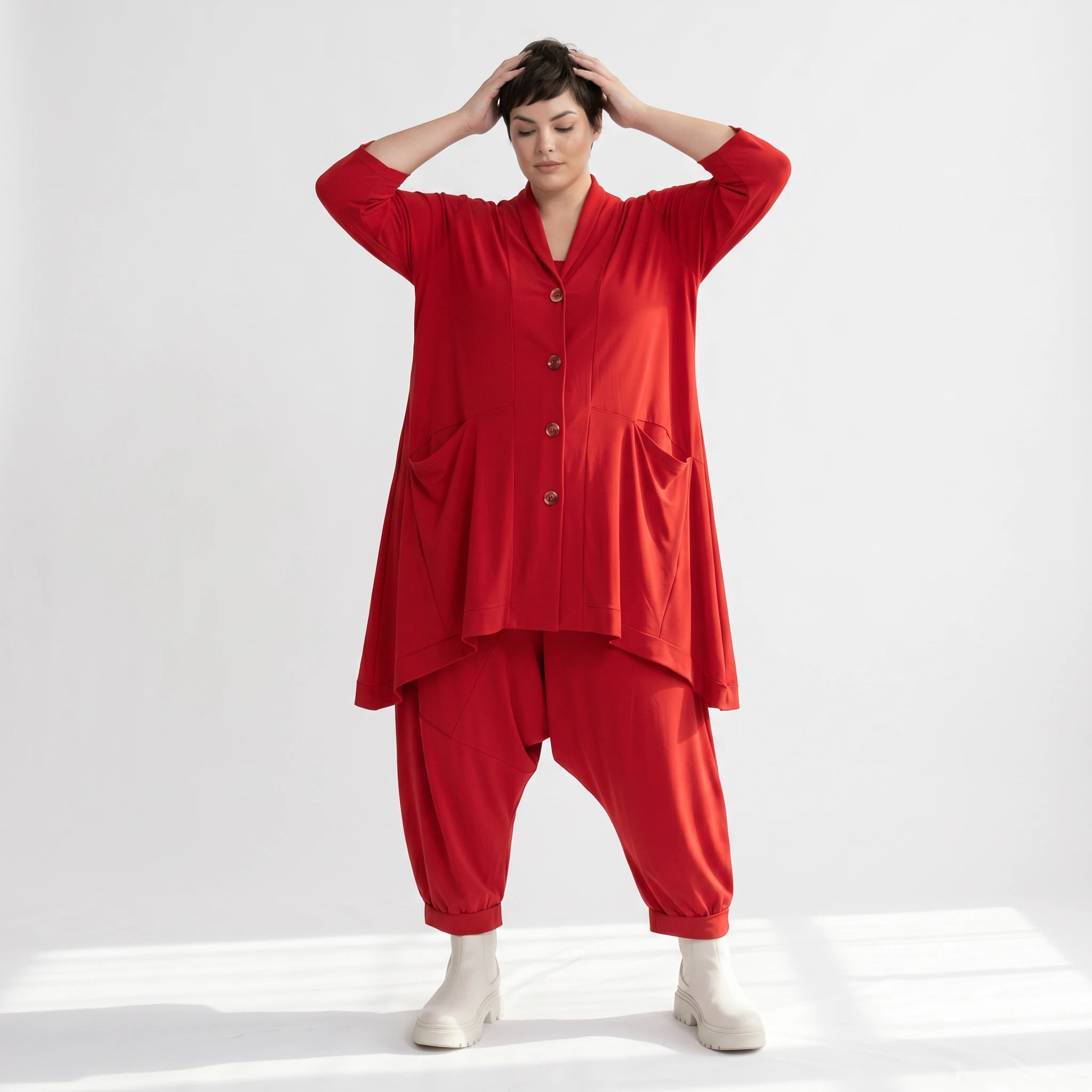 A-Form Jacke von AKH Fashion aus Materialmix, ausgefallene, zeitlose Lagenlook Mode