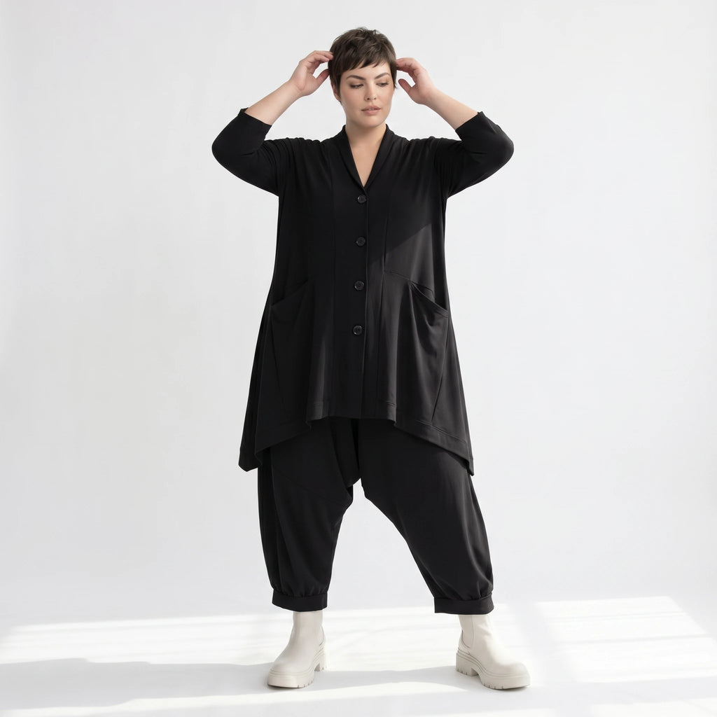 A-Form Jacke von AKH Fashion aus Materialmix, ausgefallene, zeitlose Lagenlook Mode