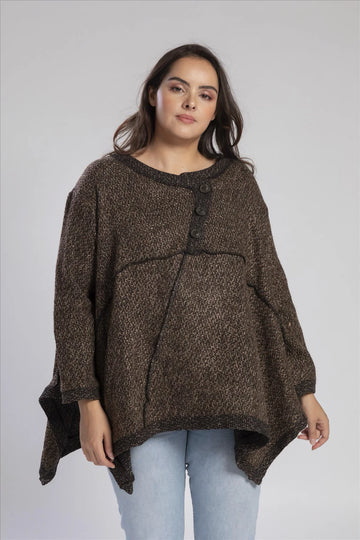  A-Form Bigshirt von Pomme Rouge aus Polyester, A728, Choco, Meliert, Schick, Modern, Bequem