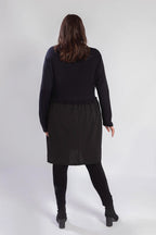  Pomme Rouge Kleid in gerader Form, aus Polyester, A816, Schwarz, Schick, Modern, Bequem