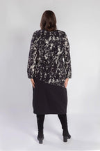  Pomme Rouge Kleid in gerader Form, aus Baumwolle, A829, Schwarz-Weiß, Grafik, Schick