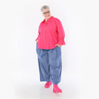  AKH Fashion Bluse in gerundeter Form, aus Baumwolle, 1482.07062, Fuchsia, Ausgefallen