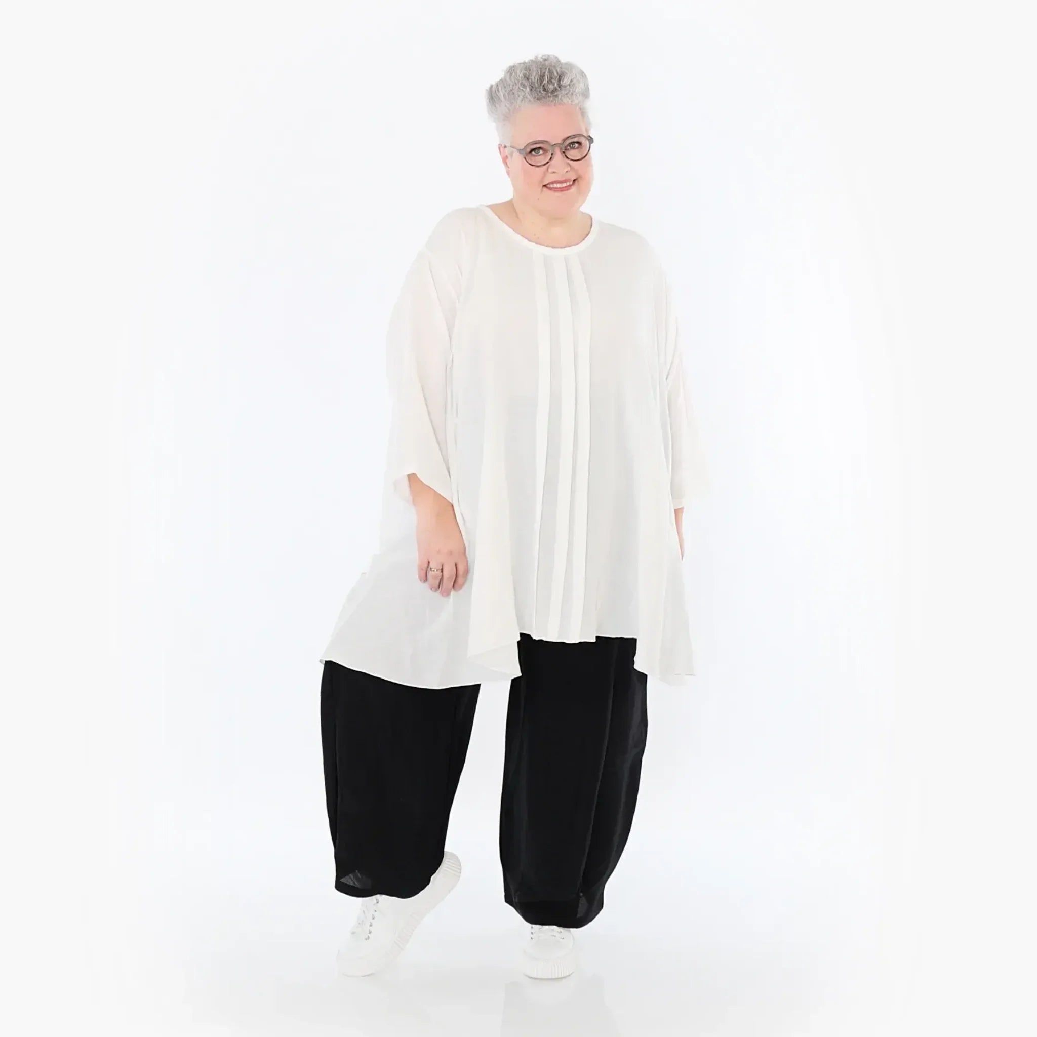 A-Form Bigshirt von AKH Fashion aus Viskose, 1490.07069, Weiß, Ausgefallen, Zeitlos, Schick