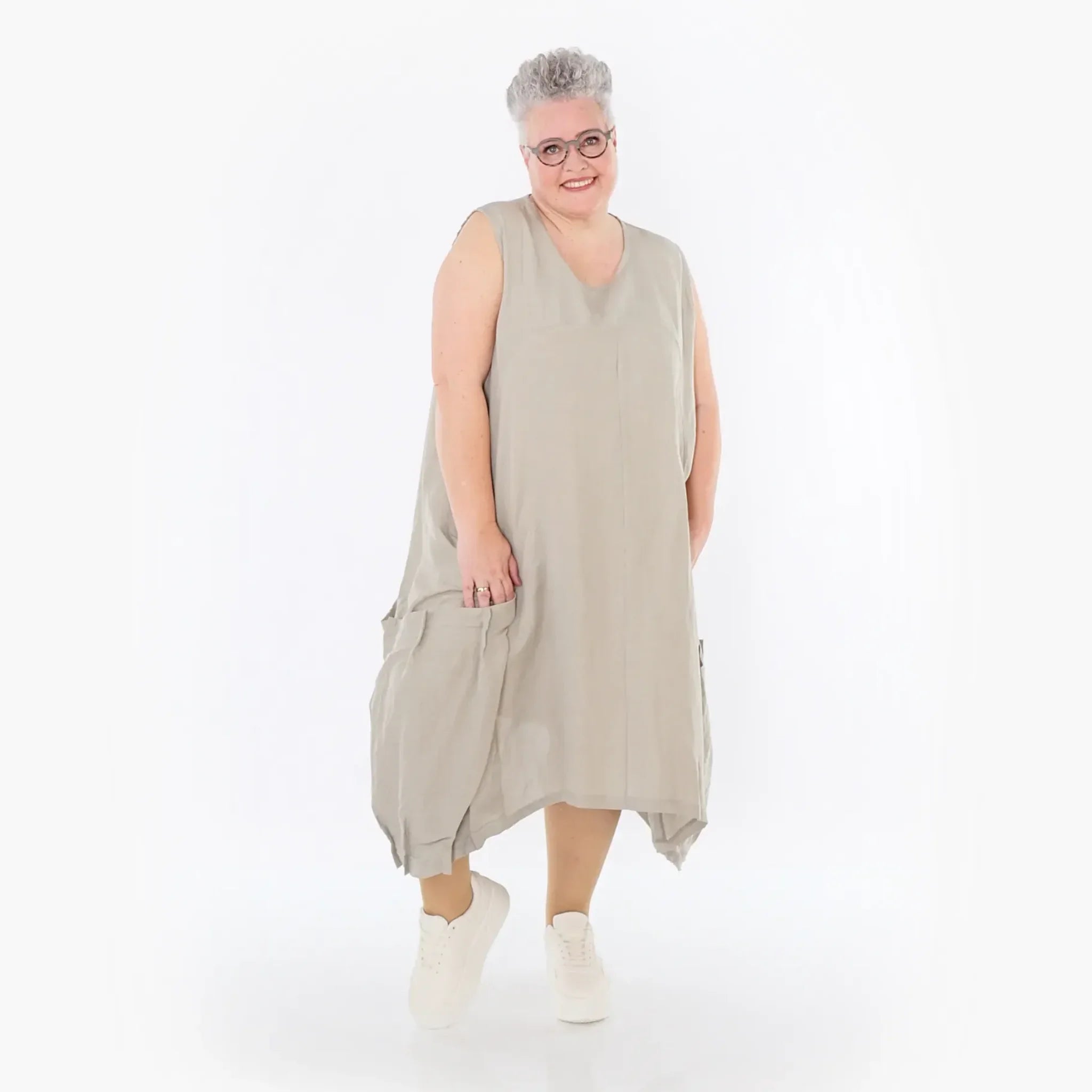  Ballonkleid von AKH Fashion aus Viskose, 1490.07093, Beige, Ausgefallen, Zeitlos, Schick