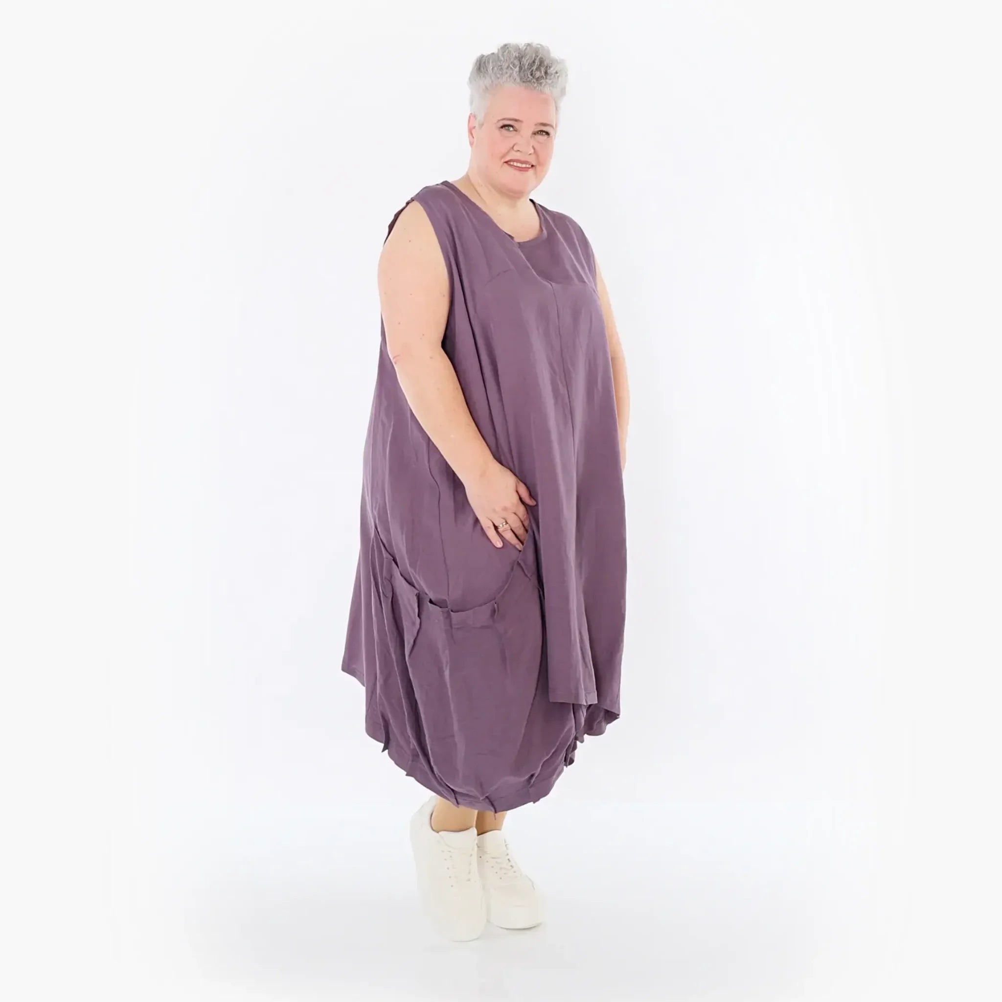  Ballonkleid von AKH Fashion aus Viskose, 1490.07093, Pflaume, Ausgefallen, Zeitlos, Schick