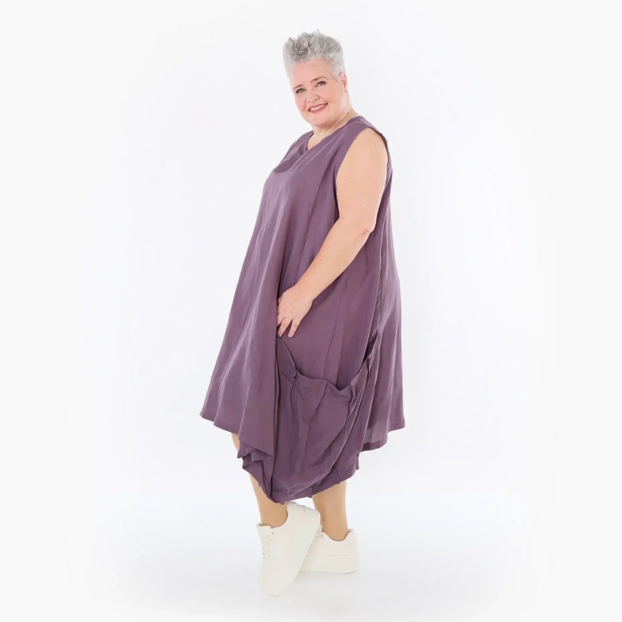  Ballonkleid von AKH Fashion aus Viskose, 1490.07093, Pflaume, Ausgefallen, Zeitlos, Schick