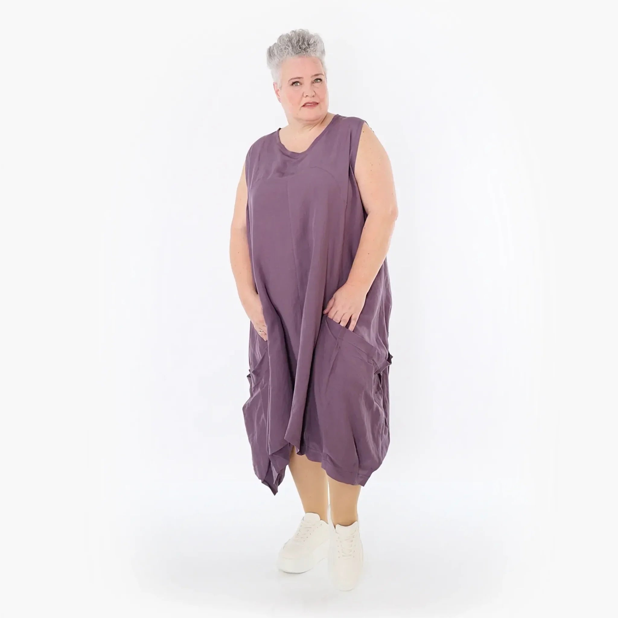  Ballonkleid von AKH Fashion aus Viskose, 1490.07093, Pflaume, Ausgefallen, Zeitlos, Schick