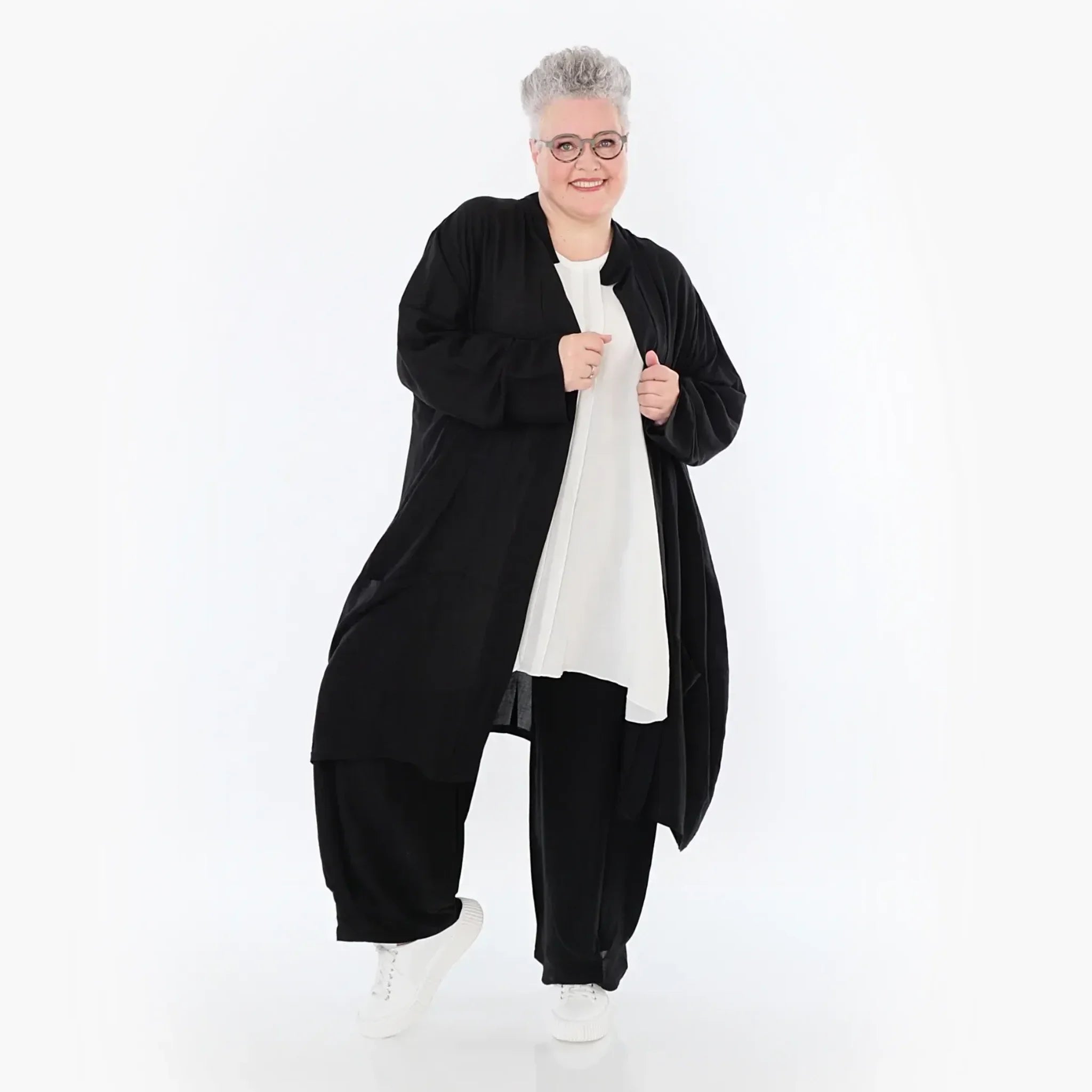 Ballon Cardigan von AKH Fashion aus Viskose, 1490.07094, Schwarz, Ausgefallen, Zeitlos