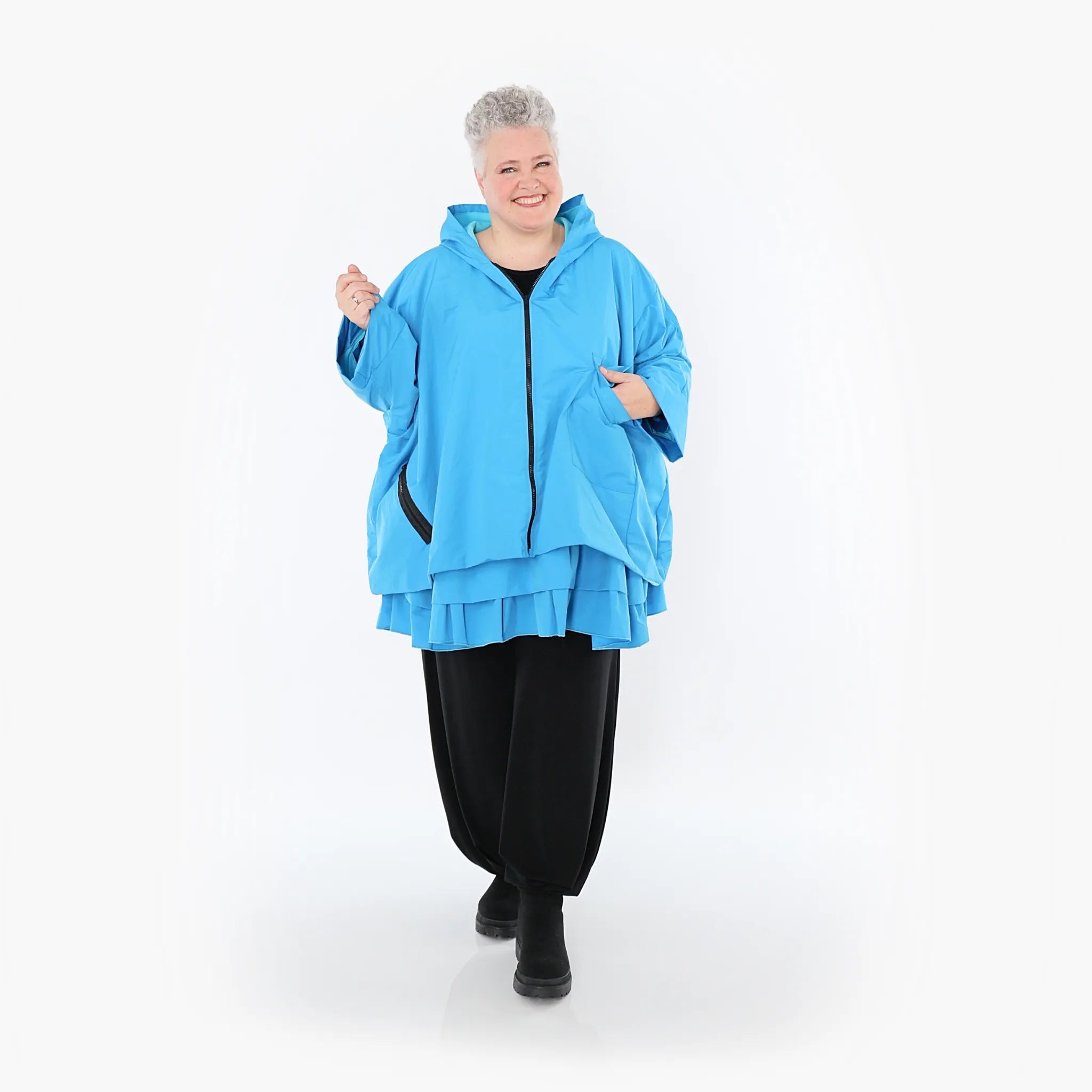  AKH Fashion Jacke in kastiger Form, aus Baumwolle, 1493.07076, Blau, Ausgefallen, Zeitlos