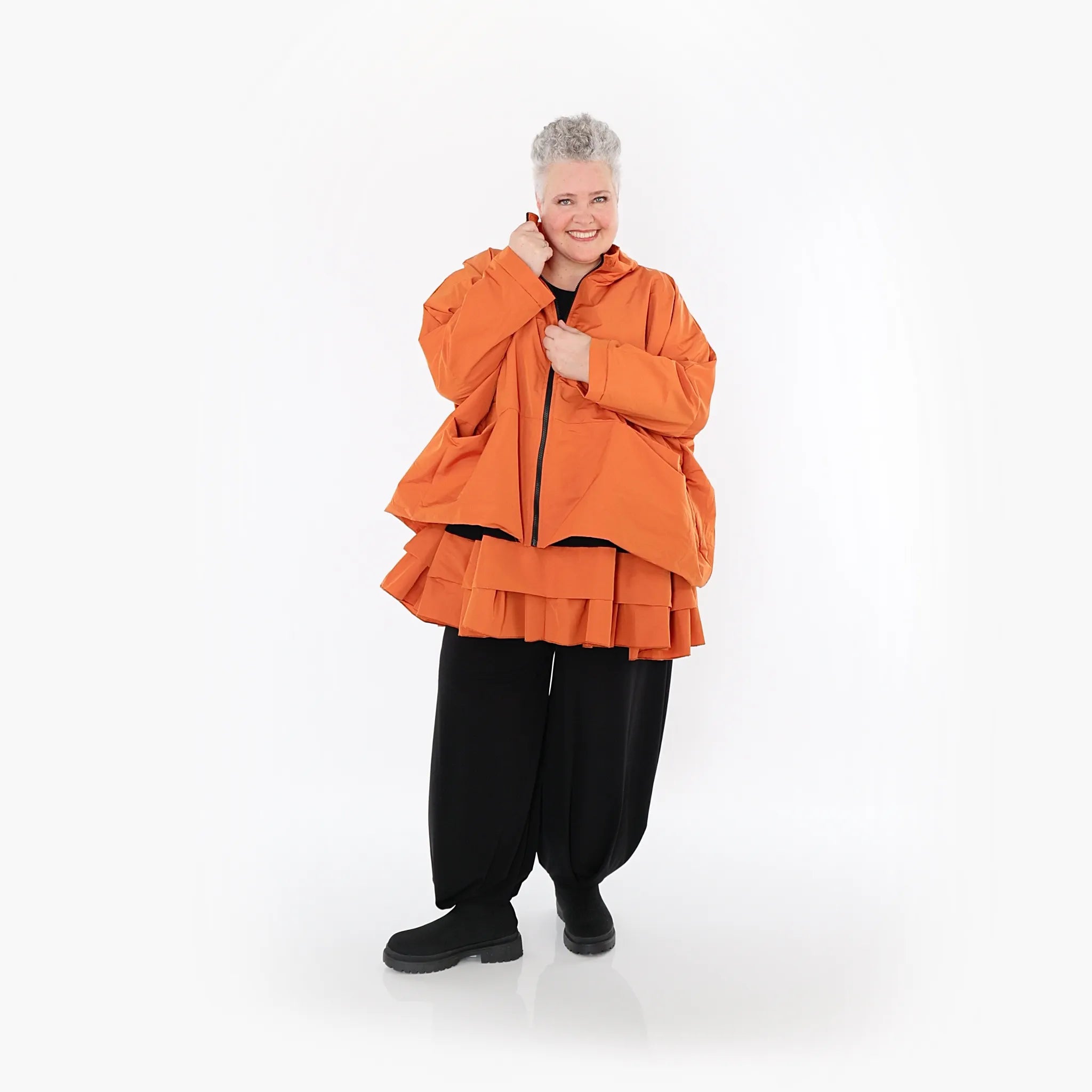 AKH Fashion Jacke in kastiger Form, aus Baumwolle, 1493.07104, Orange, Ausgefallen, Schick