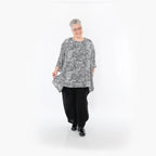 A-Form Bigshirt von AKH Fashion aus Viskose, 1495.00593, Schwarz/Weiß, Animal, Ausgefallen