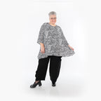  A-Form Bigshirt von AKH Fashion aus Viskose, 1495.00593, Schwarz/Weiß, Animal, Ausgefallen