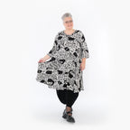  AKH Fashion Bigshirt in Glocken-Form, aus Materialmix, 1499.06563, Schwarz/Weiß, Animal