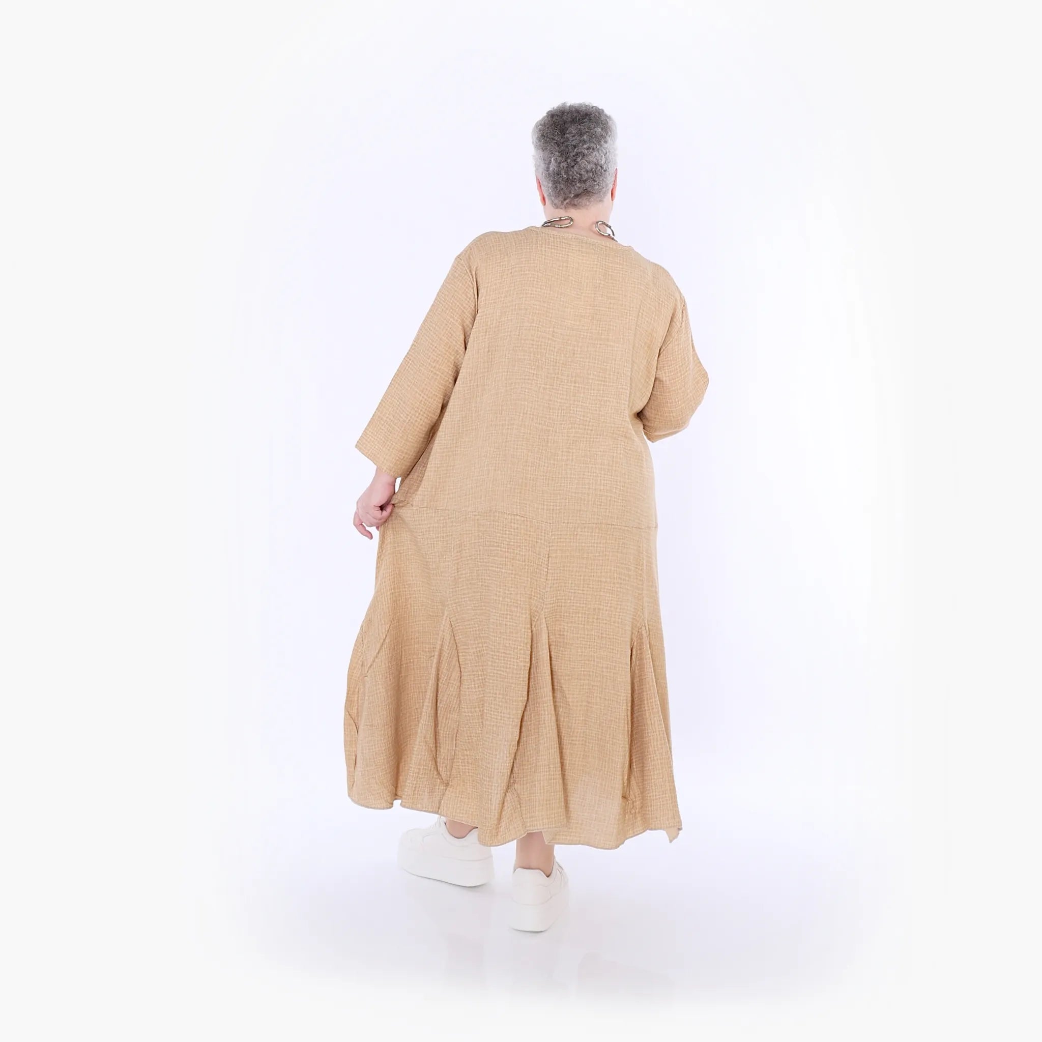  Ballonkleid von AKH Fashion aus Baumwolle, 1501.06972, Cognac, Ausgefallen, Zeitlos