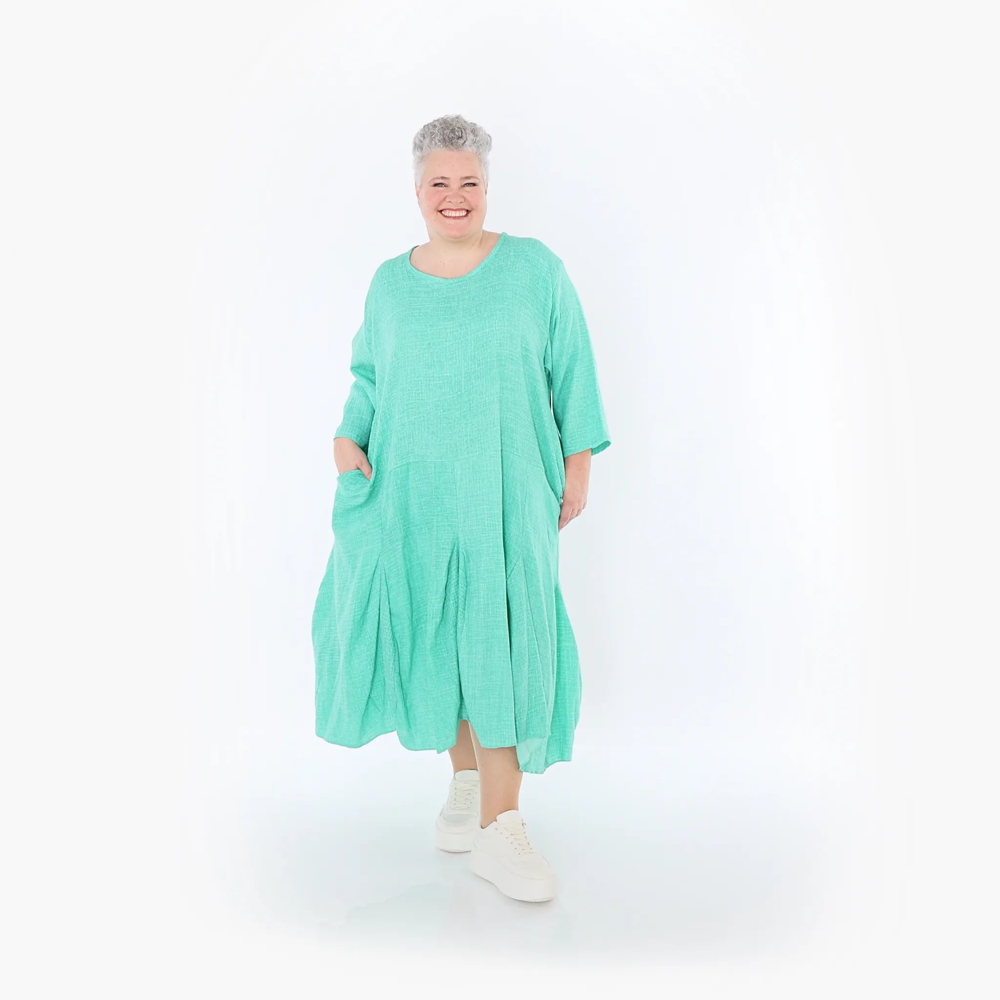  Ballonkleid von AKH Fashion aus Baumwolle, 1501.06972, Grün, Ausgefallen, Zeitlos, Schick