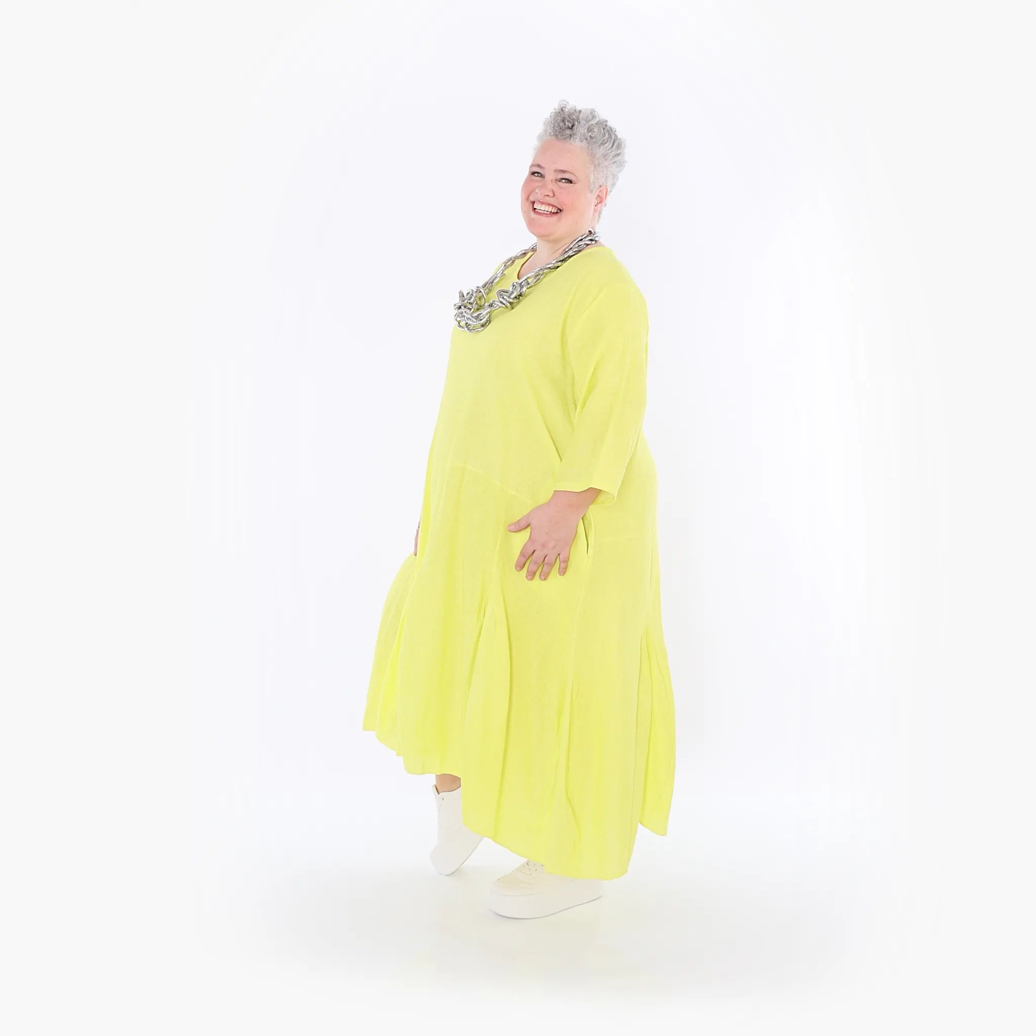  Ballonkleid von AKH Fashion aus Baumwolle, 1501.06972, Lime, Ausgefallen, Zeitlos, Schick