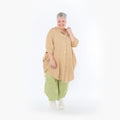  AKH Fashion Bluse in gerundeter Form, aus Baumwolle, 1501.07106, Cognac, Ausgefallen
