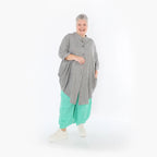  AKH Fashion Bluse in gerundeter Form, aus Baumwolle, 1501.07106, Grau, Ausgefallen, Schick