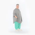  AKH Fashion Bluse in gerundeter Form, aus Baumwolle, 1501.07106, Grau, Ausgefallen, Schick