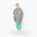  AKH Fashion Bluse in gerundeter Form, aus Baumwolle, 1501.07106, Grau, Ausgefallen, Schick