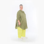  AKH Fashion Bluse in gerundeter Form, aus Baumwolle, 1501.07106, Khaki, Ausgefallen