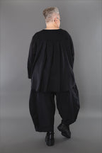  AKH Premium Shirt in gerundeter Form, aus Materialmix, P1003.6815, Schwarz, Ausgefallen