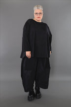  AKH Premium Shirt in gerundeter Form, aus Materialmix, P1003.6815, Schwarz, Ausgefallen